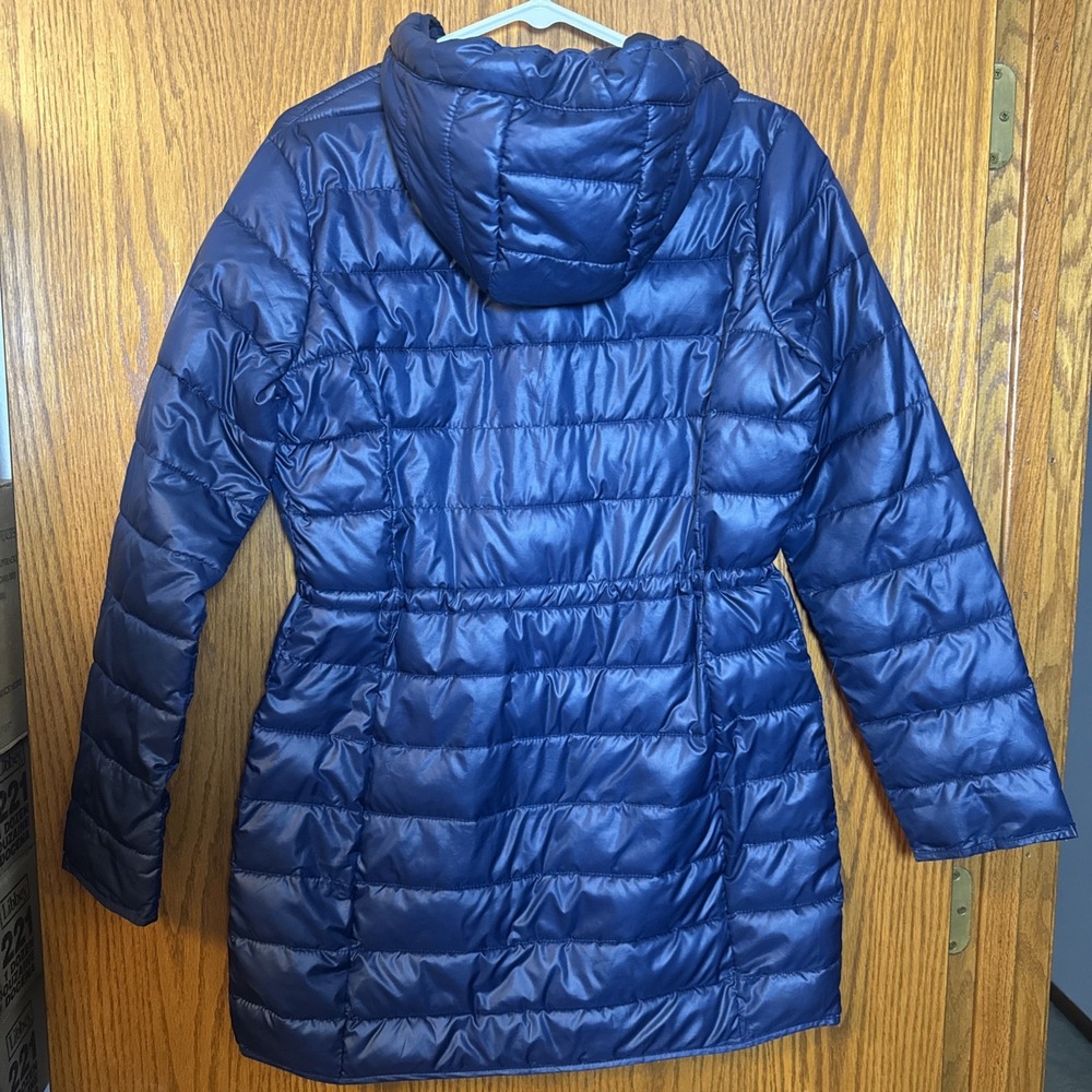 Kenneth Cole NY Women's Blue Long Hooded Puffer Jacket Sz S Lightweight - Picture 5 of 5